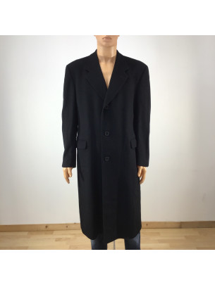 Manteau long noir de luxe -...